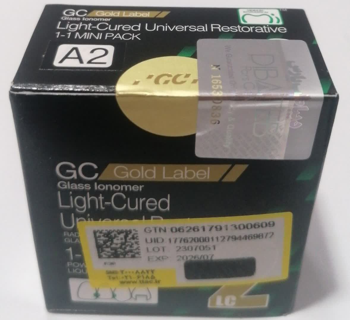 گلس آینومر ترمیمی لایت کیور A2 (5گرم پودر+3گرم مایع)